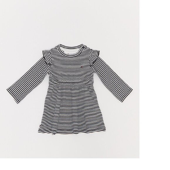 Tommy Hilfiger Baby Girl Navy Stripped Ruffle Dress and Cardigan 2-Piece 12M - Picture 4 of 15